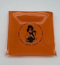 Vintage 1960's The Playboy Club Orange Glass Ash Tray Key Dish Smoking picture