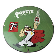 Vintage 7 Up Soda Sign - Advertisement Piggly General Store Porcelain Gas Sign picture