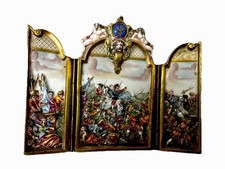 AMAZING CAPODIMONTE PORCELAIN TRIPTYCH  . NAPOLEON BATTLE c 1900 picture