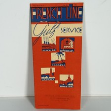 VTG 1931 French Line Gulf Service Art Deco Ocean Liner Brochure AmEx - USA picture