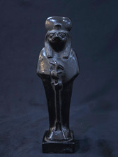 Ancient Egyptian Horus Falcon God Rare Black Stone Statue Antique Figurine picture