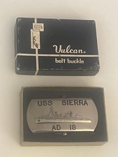 VINTAGE 1950-70’s USS SIERRA AD-18 VULCAN BOBO BELT BUCKLE IN ORIGINAL BOX picture