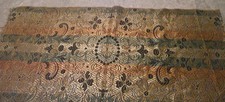 Vintage 1960s Jacquard Tapestry Table Runner Floral Medallion Fringe 33