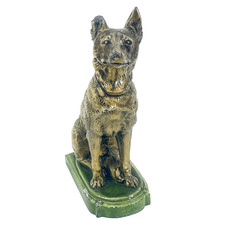 German Shepherd Figurine Cast Metal 4.5 X 6.5 X 2.5 Dog VTG picture