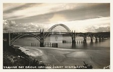 Yaquina Bay Bridge, Oregon Coast Highway  RPPC Photo Postcard Copy picture