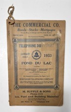 TELEPHONE DIRECTORY FOND DU LAC 1933 Wisconsin Telephone Company Phone Book picture