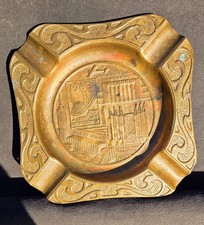 VINTAGE 1933 CHICAGO WORLDS FAIR METAL ASHTRAY EMBOSSED BUILDINGS picture