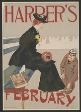 Photo:Harper's February 1894 Magazine Cover Woman Child Ice Skating picture