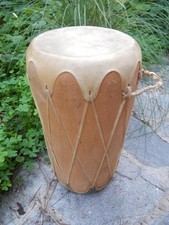 TALL TAOS PUEBLO INDIAN END TABLE SIZED DRUM - CLEAN AND NICE - End Table Size  picture