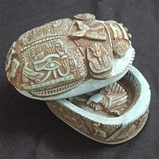 Ancient Egyptian Scarab Box Handcrafted Pharaonic Style with Hieroglyphic Detail picture