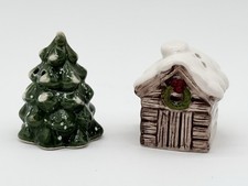 Cracker Barrel Mini Tree And Cabin Salt & Pepper Shakers NEW picture