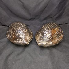 Vintage Silver Plated Walnut Shaped Nutcracker Hinged Pair Mid Century MCM picture