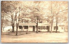 RPPC Colonial Farm House Home in trees real photo postcard picture