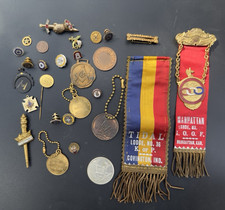 Lot Of Antique and Vintage Fraternal Masonic Pins, Medals, Coins, Fobs Mason picture
