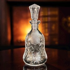 Vtg Beyer & Co. Lead Crystal Decanter Etched Frosted Roses & Leaves 9.5