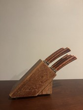 6 Vintage Shefield England Faux Antler Handle Serrated Stainless Steak Knife Set picture