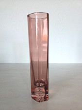 VTG Dusty Rose Hexagonal Glass Column Bubble Vase MCM/ Art Deco picture