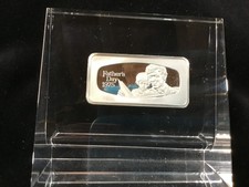1975 Franklin Mint Fathers Day Silver Art Bar In Lucite Holder Paperweight E0379 picture
