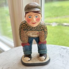 VTG 90s Department 56 Leo Smith Boy Playing Our Town Snowman Collection Folk Art picture