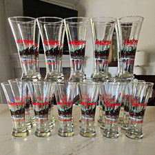 (28) Vintage Bud Clydesdales Pilsner Glass Lot 1989 & 1996 Winter Horses picture