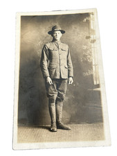 WWI US Soldier Doughboy Studio Portrait, Antique Real Photo Postcard RPPC WW1 picture
