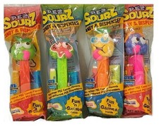 PEZ SOURZ SOURS SET WATERMELON,APPLE,PINEAPPLE,BLUE RASPBERRY SEALED BAGS NEW picture
