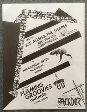 1980 Flyer Jim Carroll Nu Models Flamin Groovies Mutants Back Dor SF Backdor picture