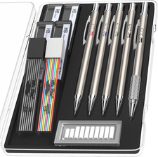 - Metal Mechanical Pencil Set with Lead and Eraser Refills, 5 Sizes picture