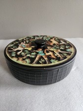 Vtg Karlsruher Majolika Deckeldose by Karlsruher Mfg in Germany Round Box w/ Lid picture