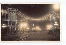 Syracuse NY RPPC Real Photo 1907-1915 Illuminated Street Scene Crescent Theater picture
