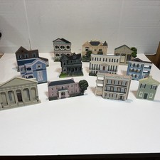 Shelia's Victorian Hand Painted Wooden Houses Lot of 12 Signed by Shelia, 1990s picture
