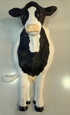 Vintage 1987 Signed Holstein Cow Wall 9” Black White Farmhouse Decor picture