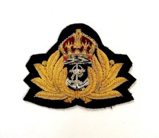 Royal (British) Navy Officers Bullion Embroidered Admiral Cap Badge -UK Military picture