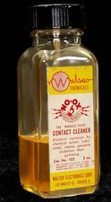 Vintage Walsco No-OX Contact Cleaner Bottle w/brush cap 1960s picture