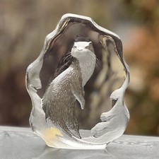 Curious Otter Wild Animal Art Glass Paperweight Sculpture Mats Jonasson Sweden picture