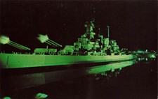 GUNS FIRE ABOARD THE USS NORTH CAROLINA BATTLESHIP POSTCARD WILMINGTON NC 1960s picture