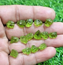 15 Piece Stunning AAA+ Green Peridot Lot Raw Size 9-10 MM Rare Loose Gemstone picture