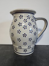 VTG Boleslawiec Polish Pottery Pitcher Hand Painted 8.5