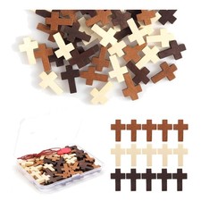 Natural Wood Mini Cross Charms - 50/120/200 PCS for Personalized Gifts picture
