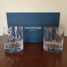Waterford Lismore Diamond Double Old Fashioned Glasses Set of 2 Crystal New/Box picture
