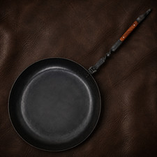 Hand Forged Iron Folding Handle Frying Pan Rustic Campfire Skillet Medieval Pan picture