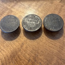 Rare (3) Antique 1913 U.S. Customs In Bond Metal Security Seals/E.J. Brooks & Co picture