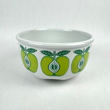 Vintage 1960s Arabia Finland Pomona Green Apple 7” Round Vegetable Mixing Bowl picture