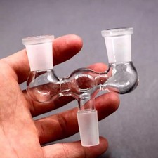 3-Neck 14mm Male to Female Joint Glass Distillation Head Adapter Lab Glassware picture
