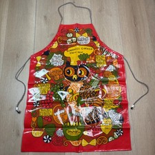 Vintage Erika Glamorous Garnish Know-How Owl Apron Red Retro Kitsch Wipeable picture