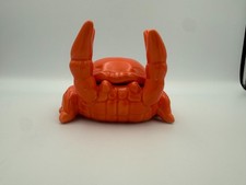 Orange Ceramic Crab Ashtray Covered Trinket Dish Storage Box Lid Nautical Decor picture