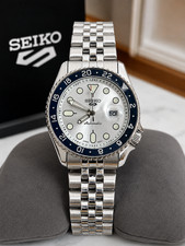 Seiko-Style Automatic Men's Watch – Silver Stainless Steel Bracelet, Blue-Black picture