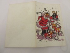 CP POSTCARD MERRY CHRISTMAS SANTA CLAUS SNOWMAN CAT SQUIRREL FAON picture