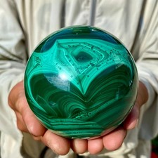 2.13LB Rare Natural Malachite quartz hand Carved sphere Crystal Healing Gem ball picture