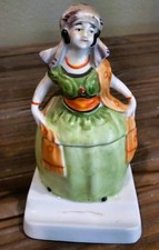 Antique Erphila “Ink Girls” Porcelain Inkwell/Pen Hold Gypsy Figurine (Germany) picture